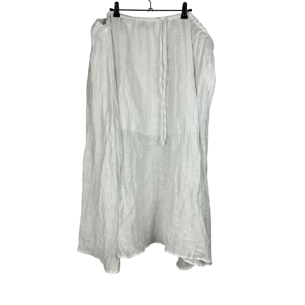 J.Crew White Linen Blend Midi Skirt Drawstring Waist Boho Beachy‎ Lightweight 3X